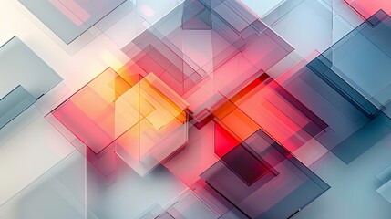 Layered transparent shapes, abstract digital artwork, Abstract Geometric - obrazy, fototapety, plakaty