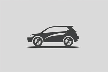 Abstract gray car icon logo featuring a minimalistic, artistic composition