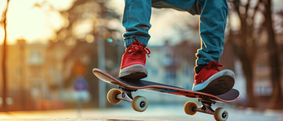 Urban skateboarding, energetic, urban adventure, freespirited - obrazy, fototapety, plakaty