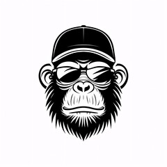 logo minimalistic design of an Ape wearing sunglasses and