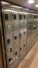 Secure lockers in public spaces with fingerprint access, personal storage, safe