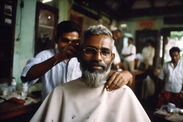 Picture of Indian barbershop. Professional male hairstylist in salon - 788484361