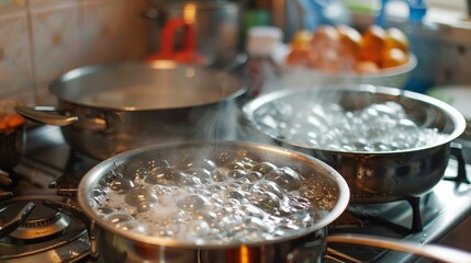 Sanitizing dishes in boiling water, health safety, thorough cleaning