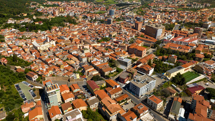 Aerial view of historic center of Iglesias, an Italian municipality. It is located in southwestern...