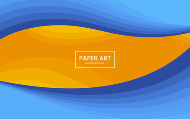 yellow blue background. Luxury paper cut background. Vector illustration concept for banner