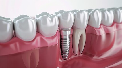 Fototapeta na wymiar A Tooth With a Dental Implant, clinic interior illustration