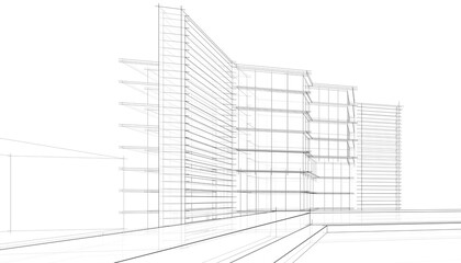 architectural drawing sketch 3d illustration