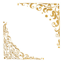 Gold filigree victorian border png