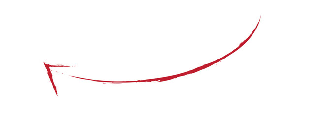 Hand - drawn red brush arrow vector isolated on a white background .
