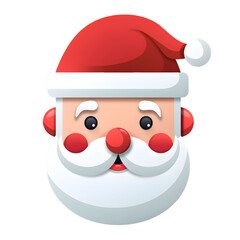 icons cute santa claus isolated on transparent background , png file