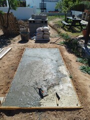 Wet Concrete Garden Slab Construction