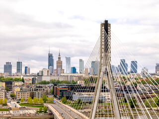 Warszawa, panorama miasta z okolicy mostu Świętokrzyskiego - obrazy, fototapety, plakaty