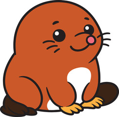 Mole 2D cartoon character clipart for children's book