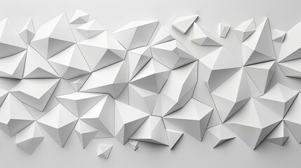 Abstract White Geometric Pattern, triangular geometric background. - obrazy, fototapety, plakaty