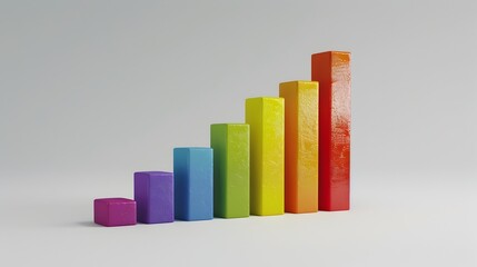 Colorful Clay Render Illustrating Rising Business Growth and Success