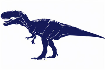 Bold royal blue Tyrannosaurus silhouette, a beacon of courage and strength. - obrazy, fototapety, plakaty
