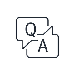 Question answer message talking - speech bubbles. Q-A  business logo concept illustration in flat style. Vector linear icon isolated on white background.