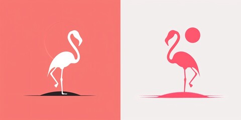 Naklejka premium simple vector logo pink and white color scheme flamingo