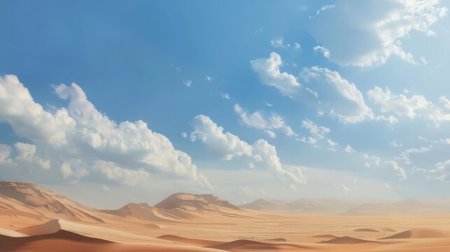A serene desert landscape, where the shifting sands meet the endless expanse of the sky, a timeless testament to nature's grandeur.