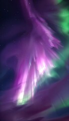 Northern Lights A breathtaking display of Aurora Borealis, with green and purple lights dancing across the night sky