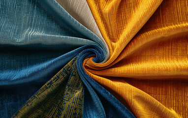 Top view of a colorful Velour fabric in the circle