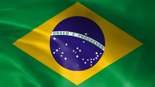 Flag of Brazil waving on the wind, 4k animation, motion footage, including Alpha channel, Visual Effects Element.