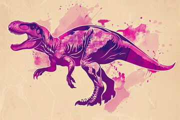 Lively fuchsia pink Tyrannosaurus emblem, invoking a spirit of vibrancy and joy. - obrazy, fototapety, plakaty