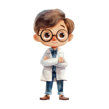 scientist vector illustration in watercolor style