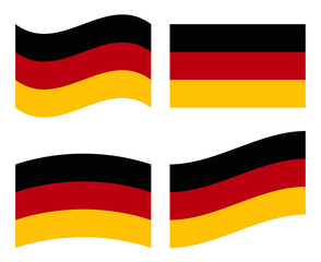 Set of German flag vector illustration isolated on a transparent or white background. Germany flag collection.