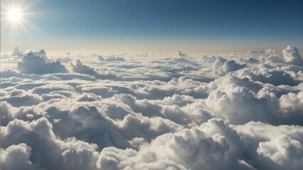 Fototapeta premium Comfortable mattress floating on a cloudy sky