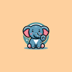 Elephant logo, Cute elephant brand mascot cartoon character, Animal Logo, Vector illustration of cute shape elephant