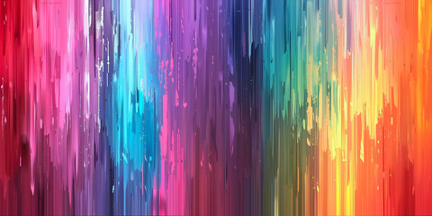 Multi-colored paint flows and drips abstract background banner. Drops of rainbow paint poster. Bright colorful wallpaper. Digital raster bitmap. Photo style. AI artwork.