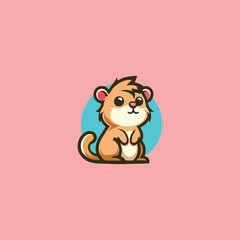 Kawaii hamster logo, cute sticker, Cute hamster brand mascot cartoon character, Animal Logo, Vector illustration of cute shape hamster