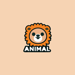 Lion logo, Cute lion brand mascot cartoon character, Animal Logo, Vector illustration Cute lion with