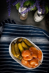 Pickled saffron mushrooms and canned cucumbers. - 788505767