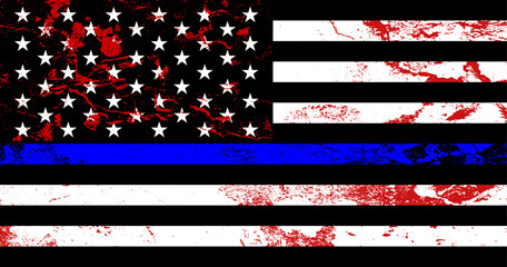 Grunge flag USA with blue line - 788506133