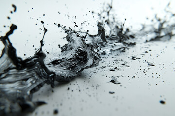 Close up splash ink shot on white paper - obrazy, fototapety, plakaty