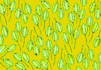 Abstract yellow floral bud illustration repeating pattern