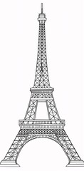 vector flat style outline only no color of eiffel tower