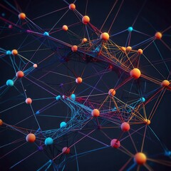 Abstract polygonal space low poly dark background with connecting dots and lines