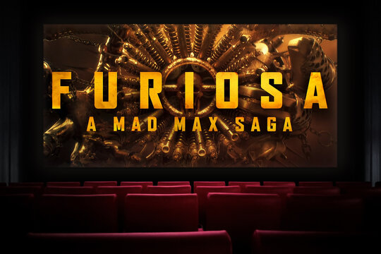 Furiosa A Mad Max Saga movie in the cinema. Watching a movie in the cinema. Astana, Kazakhstan - March 22, 2024.