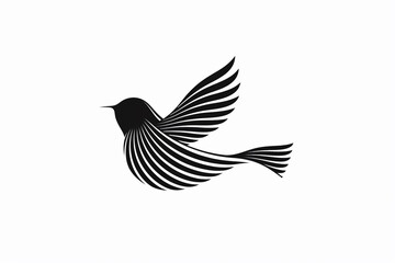 The precision of an abstract bird logo, brought to life through bold vector lines and presented against a solid white backdrop, captured with exceptional clarity using an HD camera.