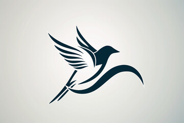 The simplicity of an abstract bird logo rendered in bold vector lines, set against a pristine white background, captured in high definition.