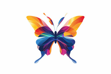 The vibrant beauty of a butterfly logo, its wings displaying a mesmerizing palette of colors against a clean white canvas.