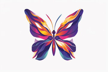 The vibrant beauty of a butterfly logo, its wings displaying a mesmerizing palette of colors against a clean white canvas.