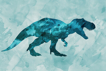 Tranquil aquamarine Tyrannosaurus logo, evoking a sense of calmness.