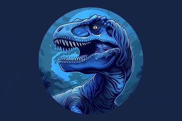 Tranquil azure blue Tyrannosaurus emblem, evoking a sense of calmness and tranquility.