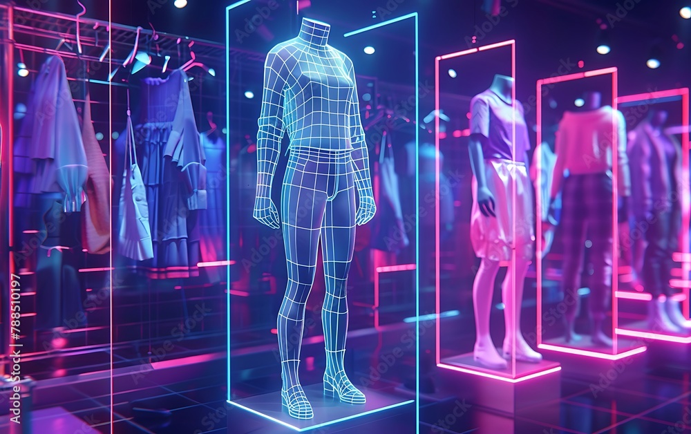 Poster explore 3d virtual clothing shopping experienc, dive into a realistic virtual environment integratin