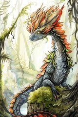 A random fantasy creature illustrated in fullbodied detail by a unique illustrator