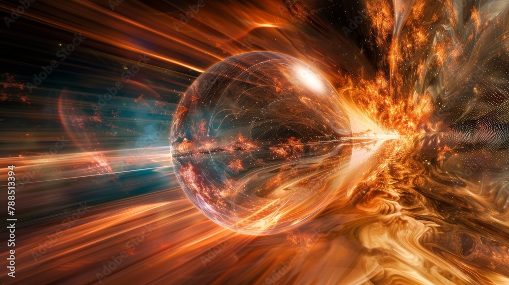 Wall mural futuristic abstract background with planet in space